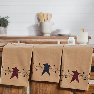 Farmhouse Pip Vinestar Cotton Tea Towel Set Primitive Star Country Cottagecore
